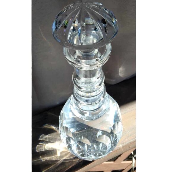 Hand Cut 24% Pbo Lead Crystal Decanter with Mushroom Stopper from West Germany - Picture 10 of 12